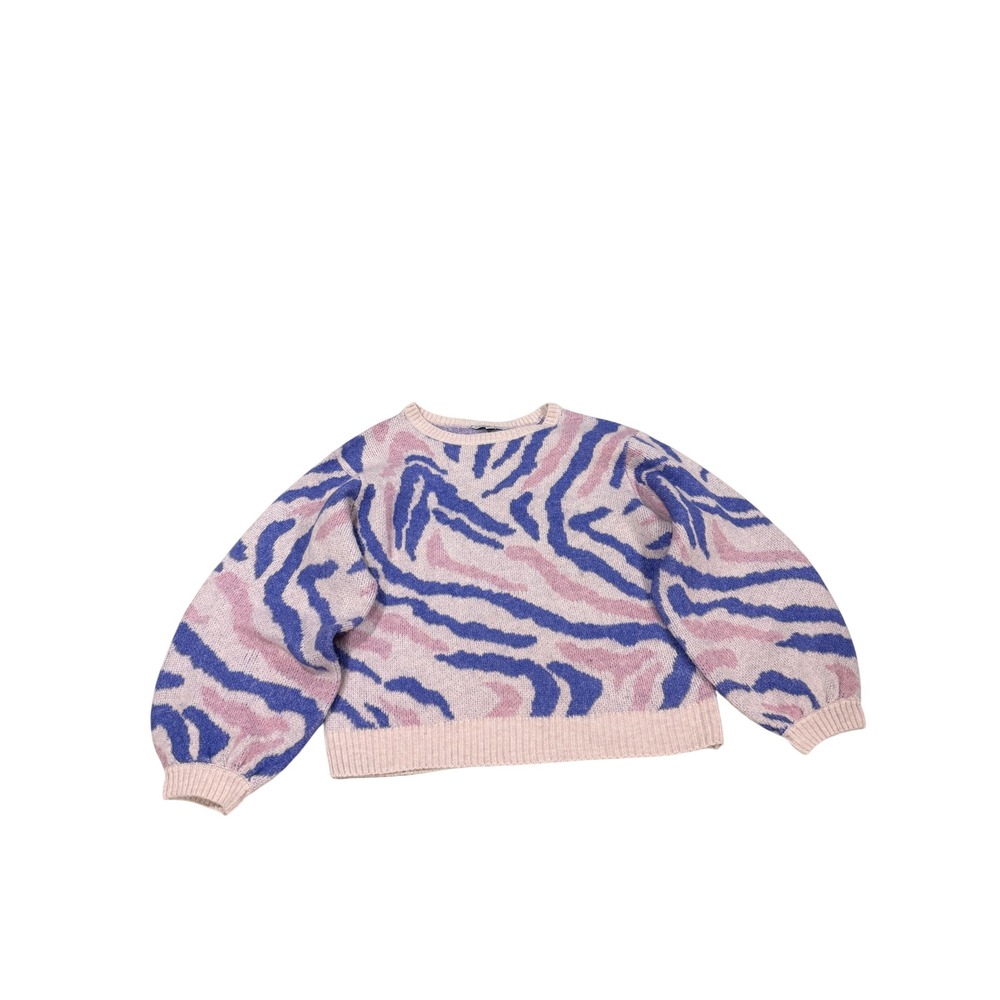 Ophelia & Roe Zebra Print Knit Sweater Pullover Long Sleeve Women's Size L